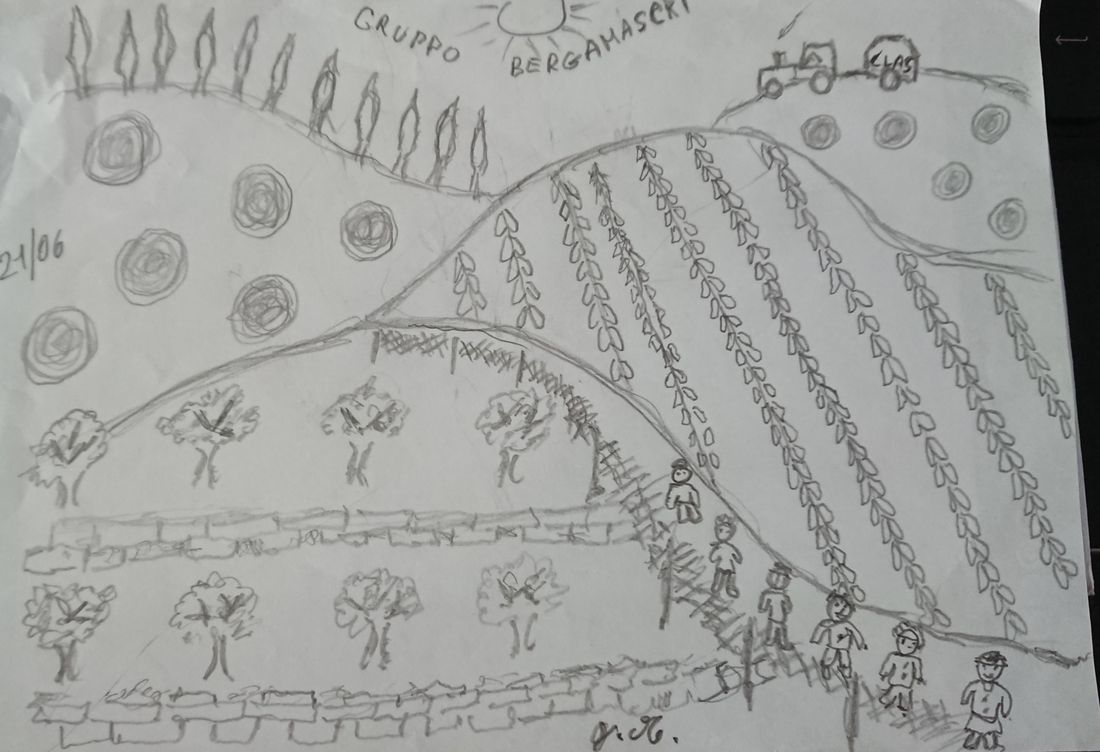 Disegno delle colline della Val d'Orcia lasciato dagli ospiti