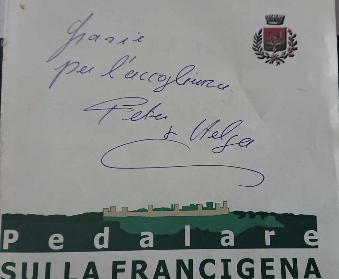 Ringraziamento dei ciclisti della Francigena