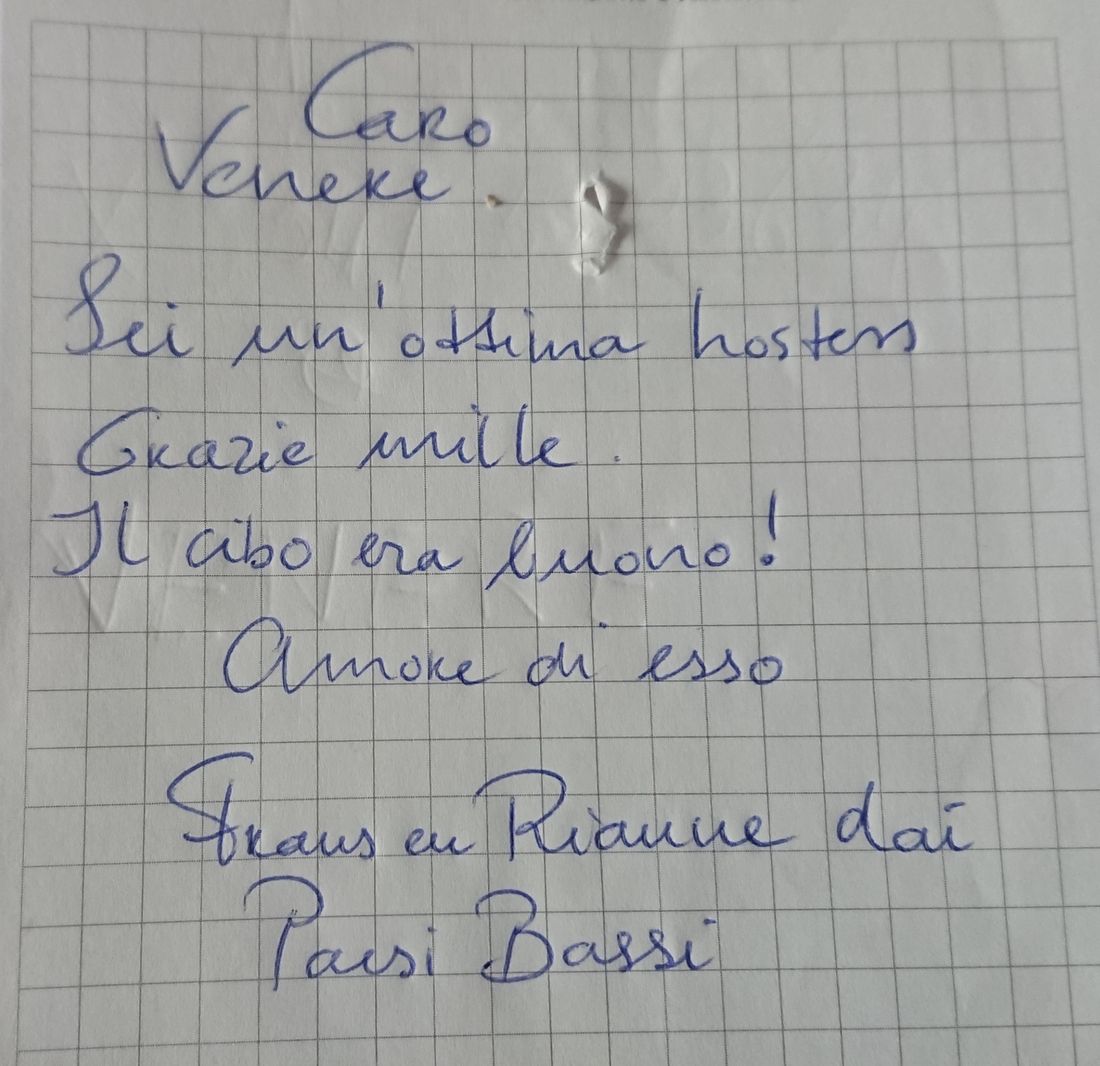 Ringraziamento di ospiti dai Paesi Bassi